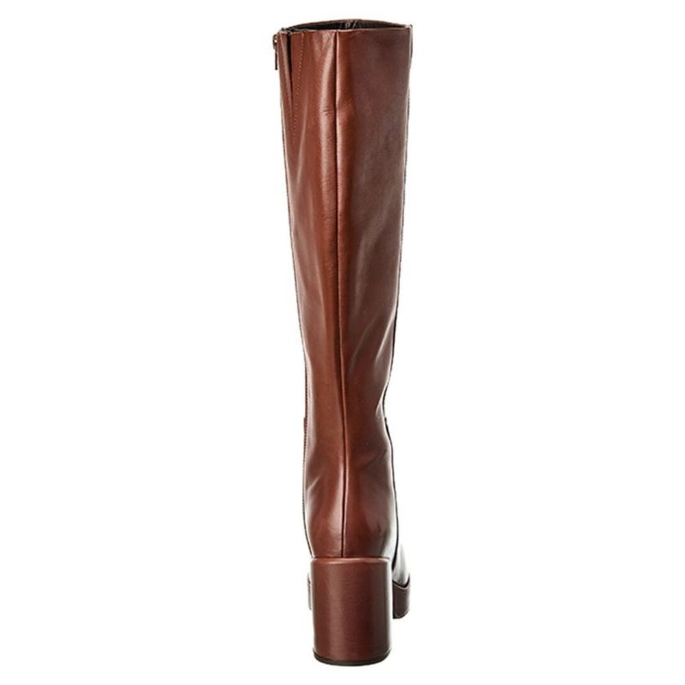 Elegant Brown Leather Knee-High Boots - Picture 3 of 5